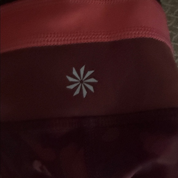 Athleta Burgundy and Pink Patterned Leggings - Picture 2 of 3